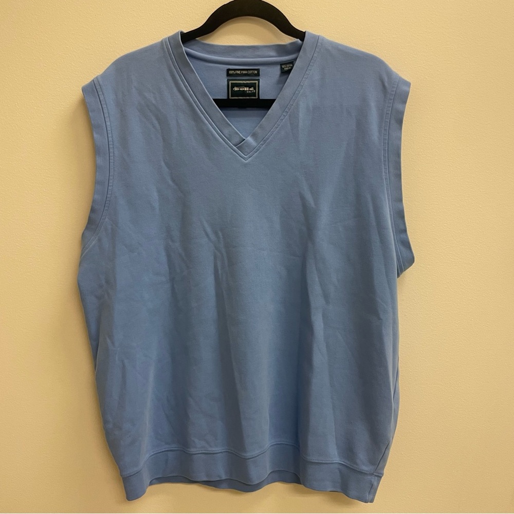 Bolle Golf Men’s Light Blue V-Neck Sweater Vest 100% Fine Pima Cotton Large